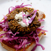Lentil Fritters with Red Cabbage Slaw