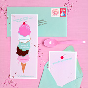 Printable Ice Cream Party Invites from One Charming Party